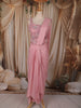 Blush Pink Heavy Sequins and Beads Embroidered Design Georgette Ready To Wear Saree with Designer Blouse