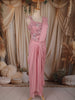 Blush Pink Heavy Sequins and Beads Embroidered Design Georgette Ready To Wear Saree with Designer Blouse