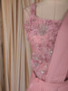 Blush Pink Heavy Sequins and Beads Embroidered Design Georgette Ready To Wear Saree with Designer Blouse