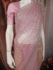 Blush Pink Heavy Sequins and Beads Embroidered Design Net Saree with Scalloped Border