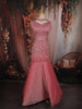 Blush Pink Heavy Sequins and Beads Embroidered Net Mermaid Lehenga with Choker Dupatta