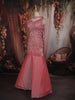 Blush Pink Heavy Sequins and Beads Embroidered Net Mermaid Lehenga with Choker Dupatta