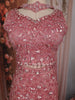 Blush Pink Heavy Sequins and Beads Embroidered Net Mermaid Lehenga with Choker Dupatta