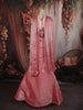 Blush Pink Heavy Sequins and Beads Embroidered Net Mermaid Lehenga with Choker Dupatta