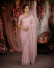 Blush Pink Heavy Stone Embellished Design Pure Organza Party Wear Saree with Designer Border