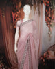 Blush Pink Heavy Stone Embellished Design Pure Organza Party Wear Saree with Designer Border
