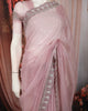 Blush Pink Heavy Stone Embellished Design Pure Organza Party Wear Saree with Designer Border