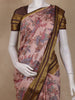 Blush Pink Kalamkari Printed Chanderi Cotton Saree with Contrast Brown Border