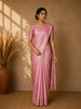 Blush Pink Leaf Motif Woven Banarasi Silk Saree With Sequin Embellished Border