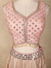 Blush Pink Mirror Work Banarasi Silk Lehenga Set with Dupatta