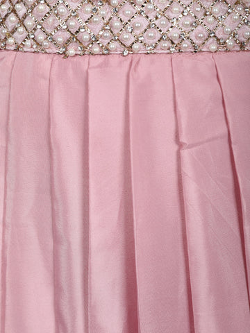 Blush Pink Mirror with Sequin Embellishments Georgette Skirt Top - Diadem