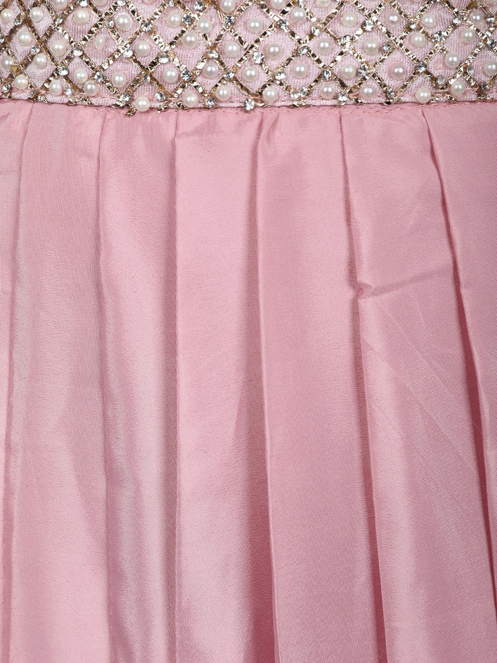 Blush Pink Mirror with Sequin Embellishments Georgette Skirt Top - Diadem