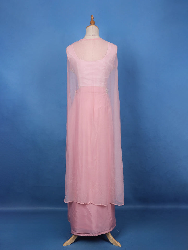 Blush Pink Mirror with Sequin Embellishments Georgette Skirt Top - Diadem
