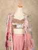 Blush Pink Floral Design Synthetic Palazzo Suit