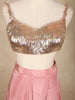 Blush Pink Floral Design Synthetic Palazzo Suit