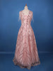 Blush Pink Sequin Embellished Net Gown with Beaded Tassel Sleeves - Diadem