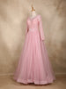 Blush Pink Sequins Design Net Party Wear Gown