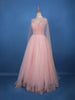Blush Pink Sequins Designed Net Gown with Pearl Cape Sleeves - Diadem