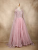 Blush Pink Sequins Embellished Net Partywear Gown with Cape Sleeves