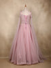Blush Pink Sequins Embellished Net Partywear Gown with Cape Sleeves