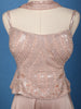 Blush Pink Sequins Embroidered Crepe Palazzo Suit