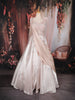 Blush Pink Sequins and Beads Embellished Design Satin Ball Gown with Draped Net Dupatta