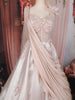 Blush Pink Sequins and Beads Embellished Design Satin Ball Gown with Draped Net Dupatta