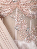 Blush Pink Sequins and Beads Embellished Design Satin Ball Gown with Draped Net Dupatta