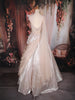 Blush Pink Sequins and Beads Embellished Design Satin Ball Gown with Draped Net Dupatta