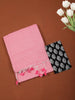 Blush Pink Solid Design Cotton Casual Wear Saree with Kalamkari Blouse