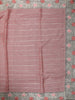 Blush Pink Striped Woven Design Pure Tussar Saree with Floral Border