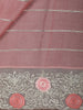 Blush Pink Striped Woven Design Pure Tussar Saree with Floral Border