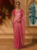 Blush Pink Striped Zari Woven Design Pure Organza Saree with Designer Border