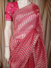 Blush Pink Striped Zari Woven Design Pure Organza Saree with Designer Border