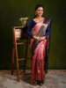 Soft Blush Pink Traditional Checked Zari Woven Design Pure Kanchipuram Silk Bridal Saree with Contrast Jacquard Weaving Zari Border