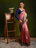 Soft Blush Pink Traditional Checked Zari Woven Design Pure Kanchipuram Silk Bridal Saree with Contrast Jacquard Weaving Zari Border