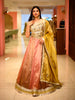 Blush Pink and Antique Gold Heavy Mirror Embroidered Design Tissue Silk Lehenga with Contrast  Dupatta