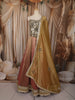 Blush Pink and Antique Gold Heavy Mirror Embroidered Design Tissue Silk Lehenga with Contrast  Dupatta