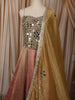 Blush Pink and Antique Gold Heavy Mirror Embroidered Design Tissue Silk Lehenga with Contrast  Dupatta