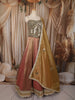 Blush Pink and Antique Gold Heavy Mirror Embroidered Design Tissue Silk Lehenga with Contrast  Dupatta