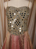 Blush Pink and Antique Gold Heavy Mirror Embroidered Design Tissue Silk Lehenga with Contrast  Dupatta