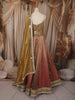 Blush Pink and Antique Gold Heavy Mirror Embroidered Design Tissue Silk Lehenga with Contrast  Dupatta