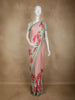 Blush Pink and Grey  Floral Sequins Embellished Design Georgette Saree with Embroidered Border