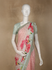 Blush Pink and Grey  Floral Sequins Embellished Design Georgette Saree with Embroidered Border