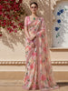 Blush Pink and Grey  Floral Sequins Embellished Design Georgette Saree with Embroidered Border