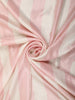 Blush Rose Pink and Ivory White Striped and Mirror Embellised Design Satin Saree with Scalloped Border