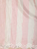 Blush Rose Pink and Ivory White Striped and Mirror Embellised Design Satin Saree with Scalloped Border