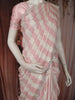 Blush Rose Pink and Ivory White Striped and Mirror Embellised Design Satin Saree with Scalloped Border