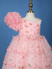 Blush Pink 3D Floral One-Shoulder Girls Net Gown - Diadem