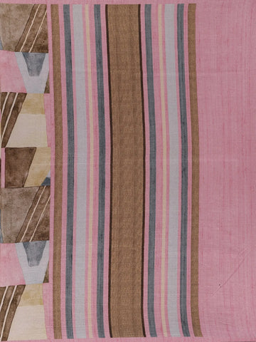 Blush Pink And Earthy Tones Abstract Printed Semi Tussar Silk Saree - Diadem